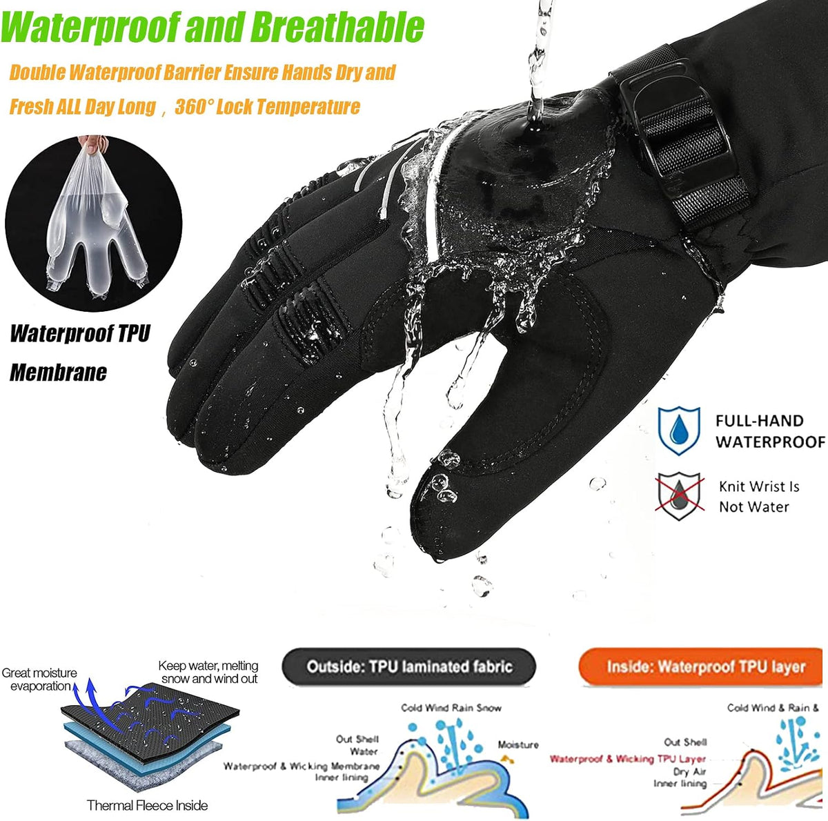 MOREOK - Guantes de invierno impermeables y resistentes al viento -...