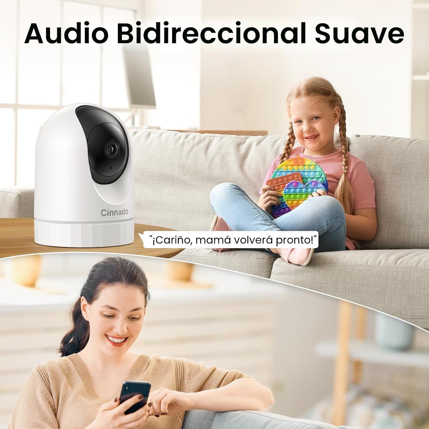 Cinnado - Cámaras de seguridad para el hogar 2K - Cámara WiFi para...