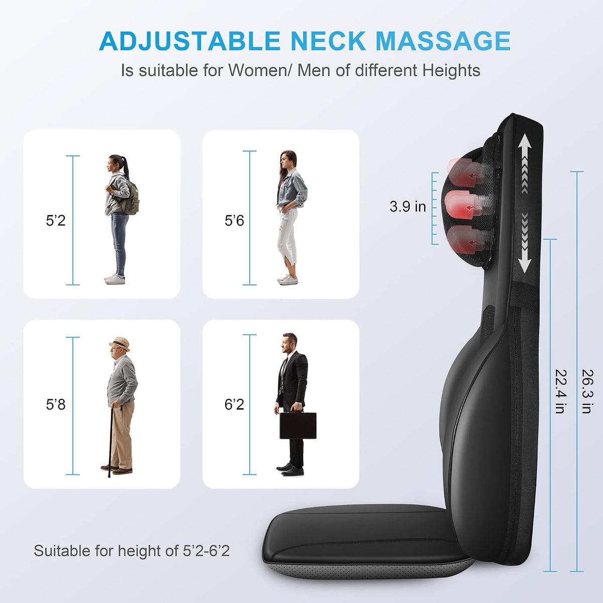 COMFIER Masajeador Shiatsu de espalda con calor, almohadilla de mas...