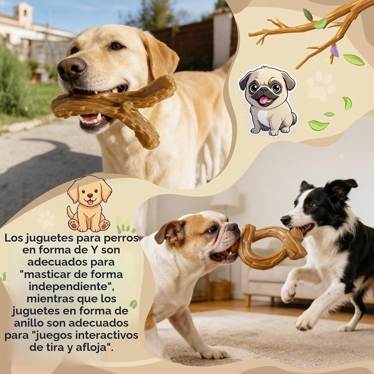 WOWBALA Paquete de 2 juguetes masticables para perros para masticad...