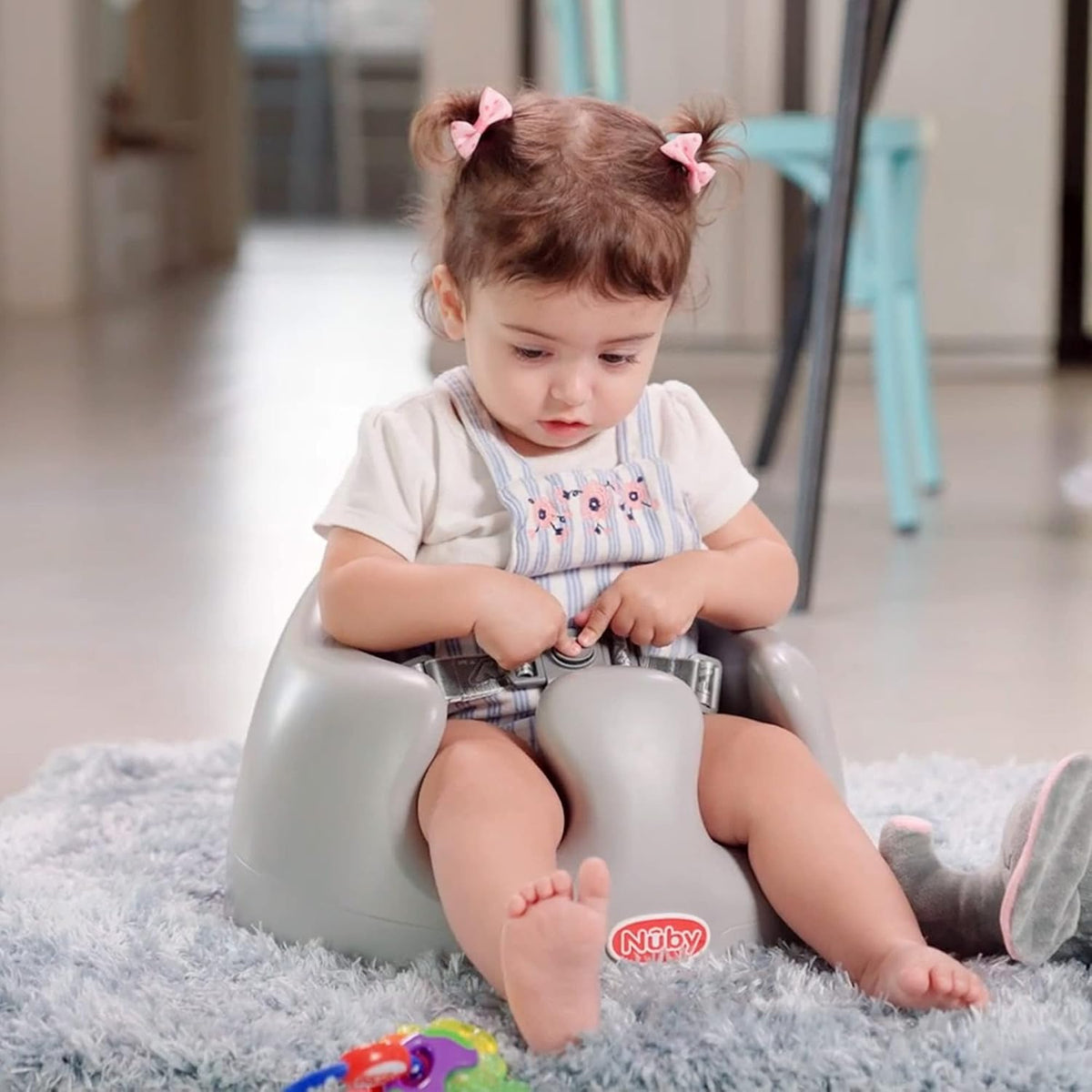 Nuby My Floor Seat - Silla de bebé portátil con cojín de espuma sua...