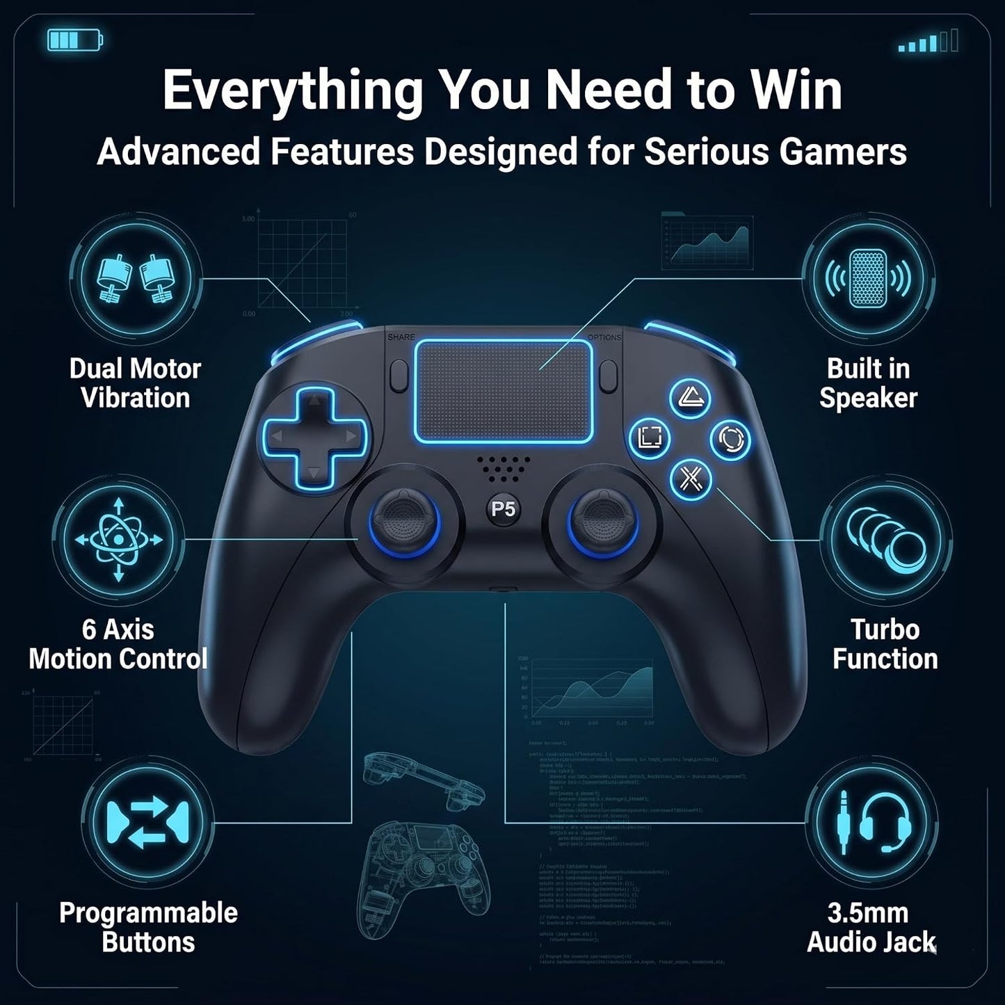 XENTRO Mando Inalámbrico Compatible con PS5, Mando Gaming Bluetooth...