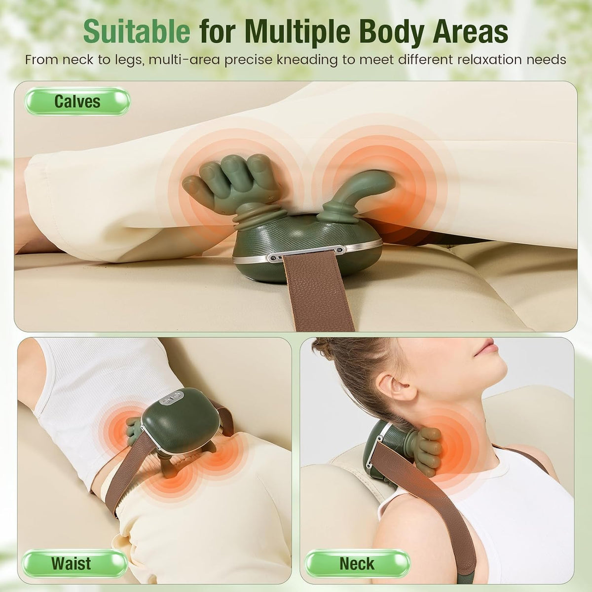 Mgfdget Masajeador de cuello inalámbrico 4D de tejido profundo con...