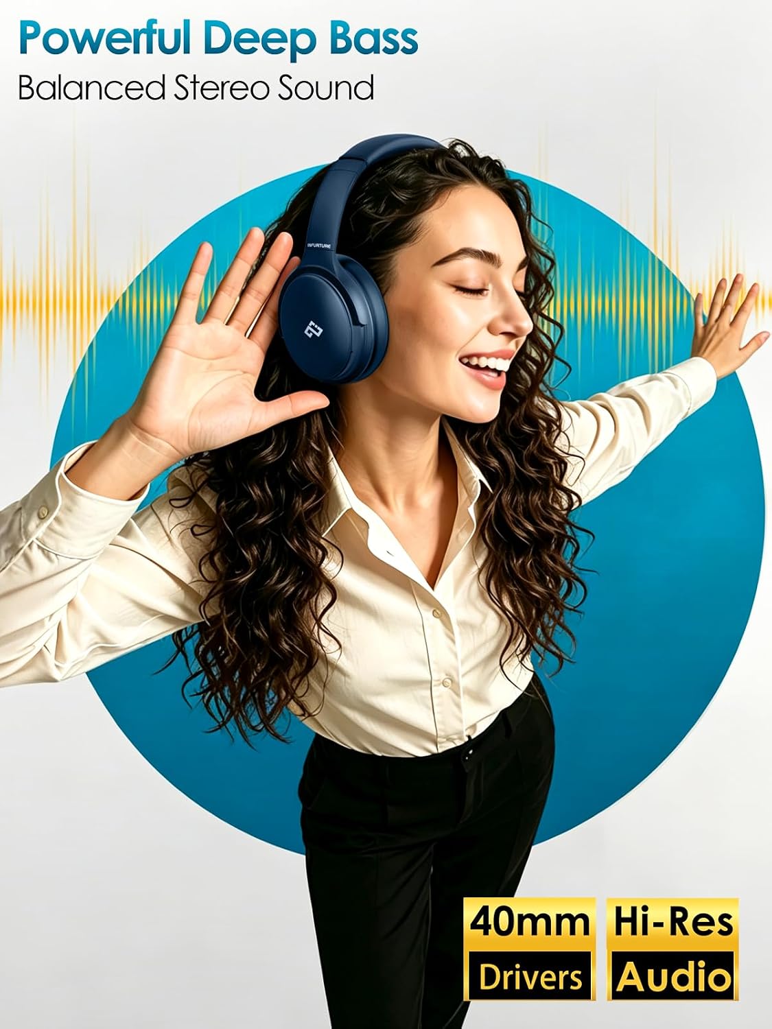 INFURTURE - Auriculares sobre la oreja con cancelación activa de ru...
