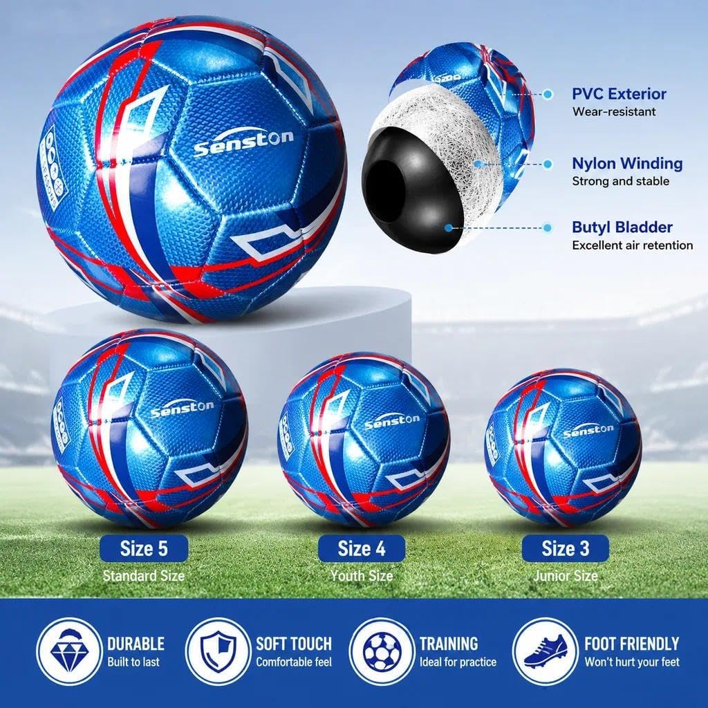 Senston Balón de fútbol talla 3 y talla 4 y talla 5 para niños y ad...
