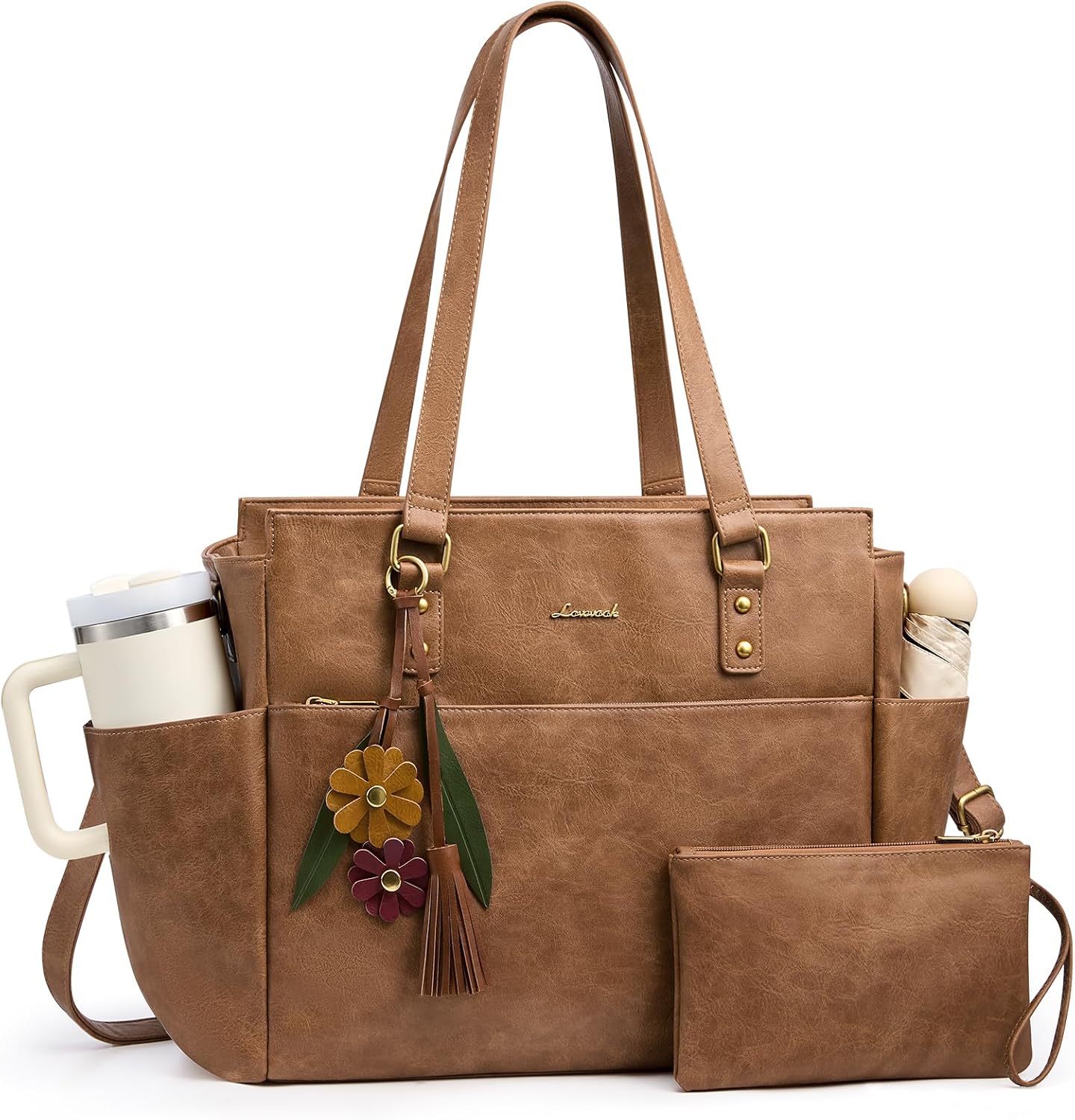 LOVEVOOK Laptop Tote Bag for Women, Vintage Work Teacher Bag with C...