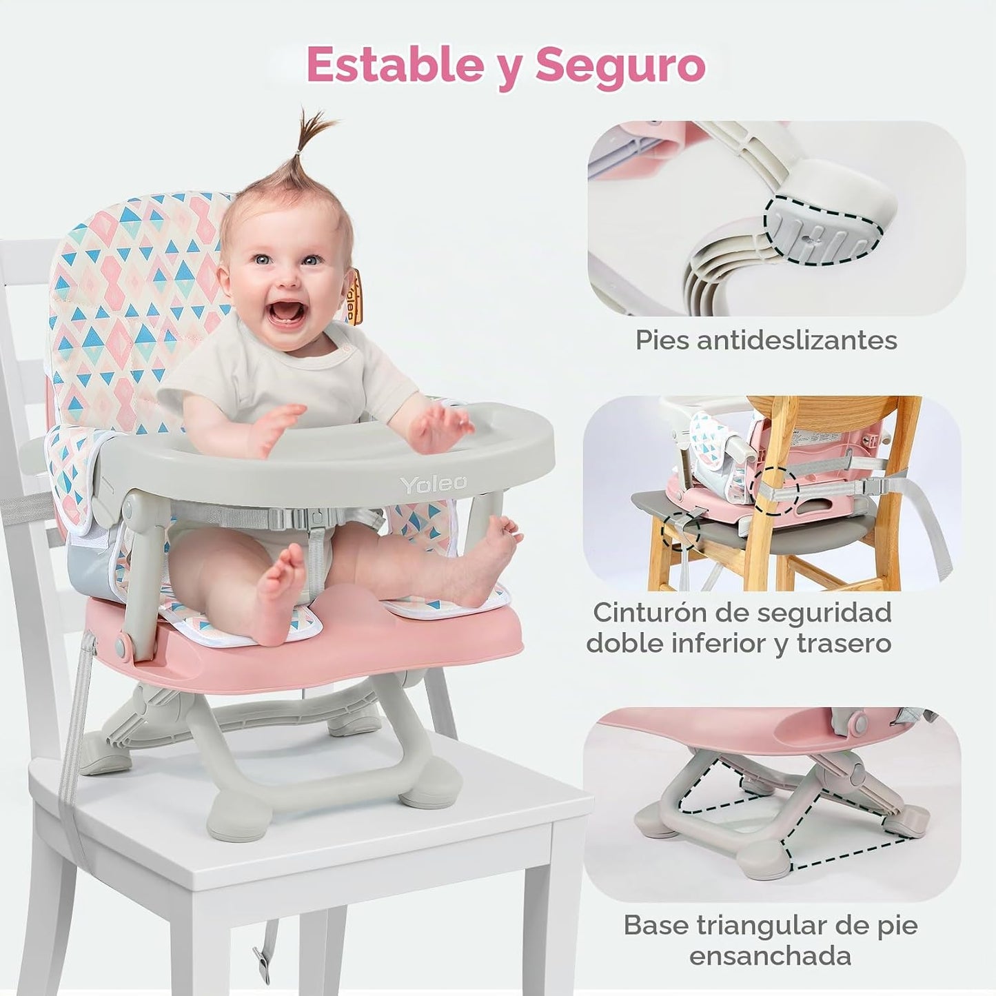 YOLEO Silla alta para bebé, asiento elevador para mesa de comedor,...