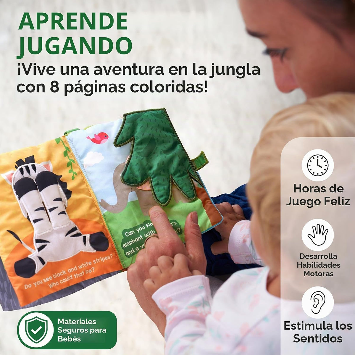 Skillmatics Libro de la selva Peek-a-Boo - Libro de tela suave para...