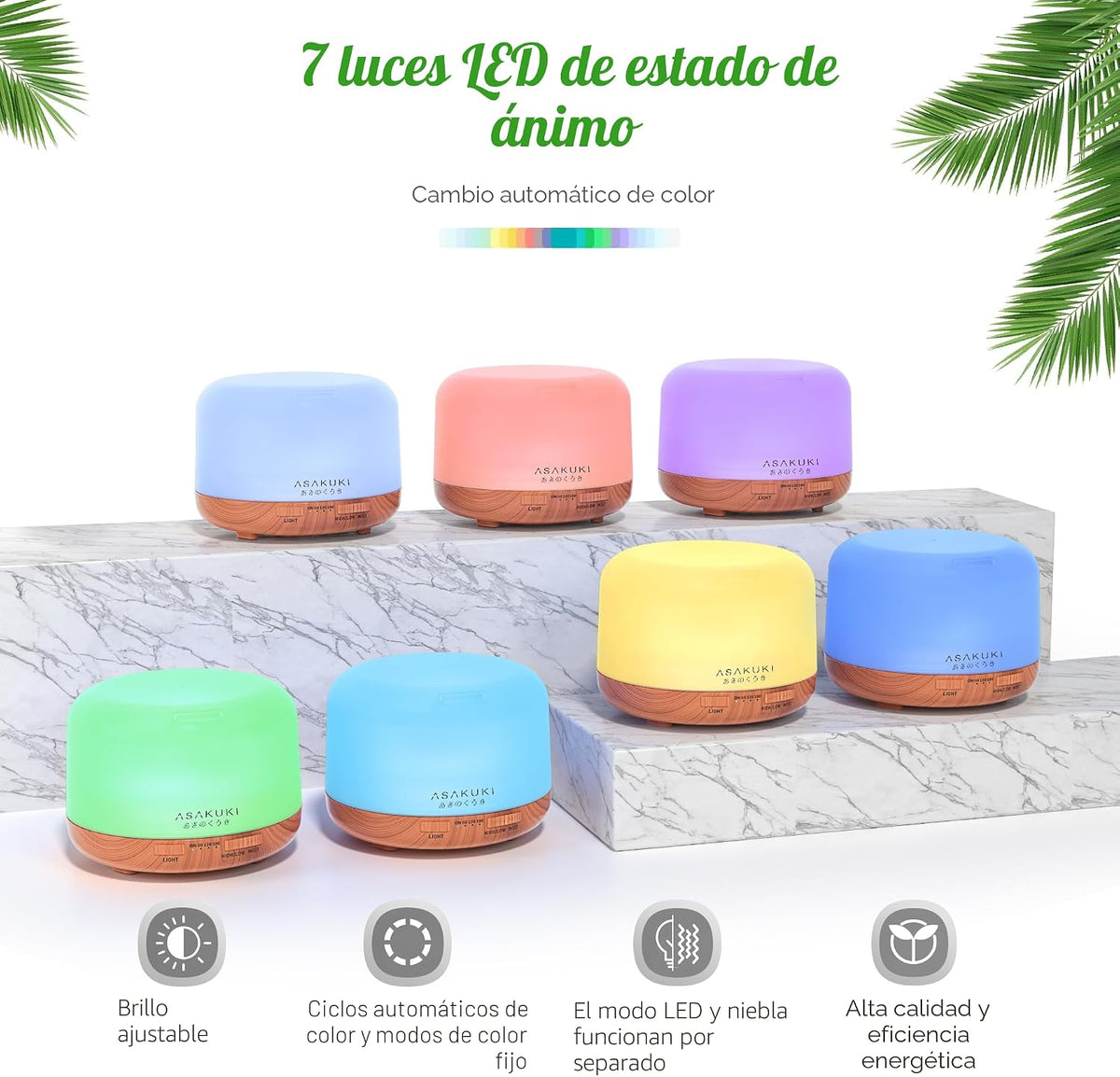 ASAKUKI Difusor de Aceite con Juego de Aceites Esenciales, Humidifi...