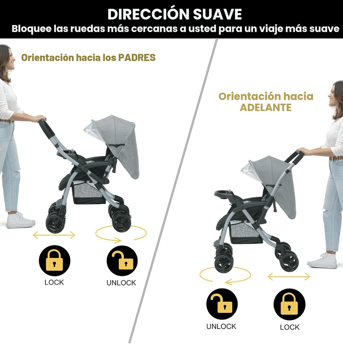 Jeep Unlimited - Cochecito con manija reversible, tweed gris