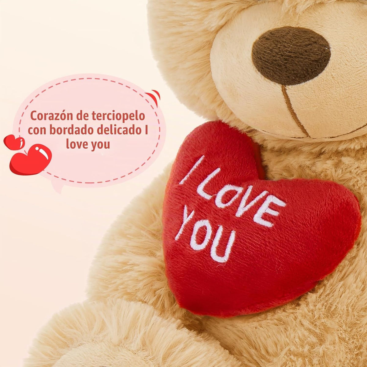 BENINY Oso de peluche de 12 pulgadas con corazón, bonito oso de pel...