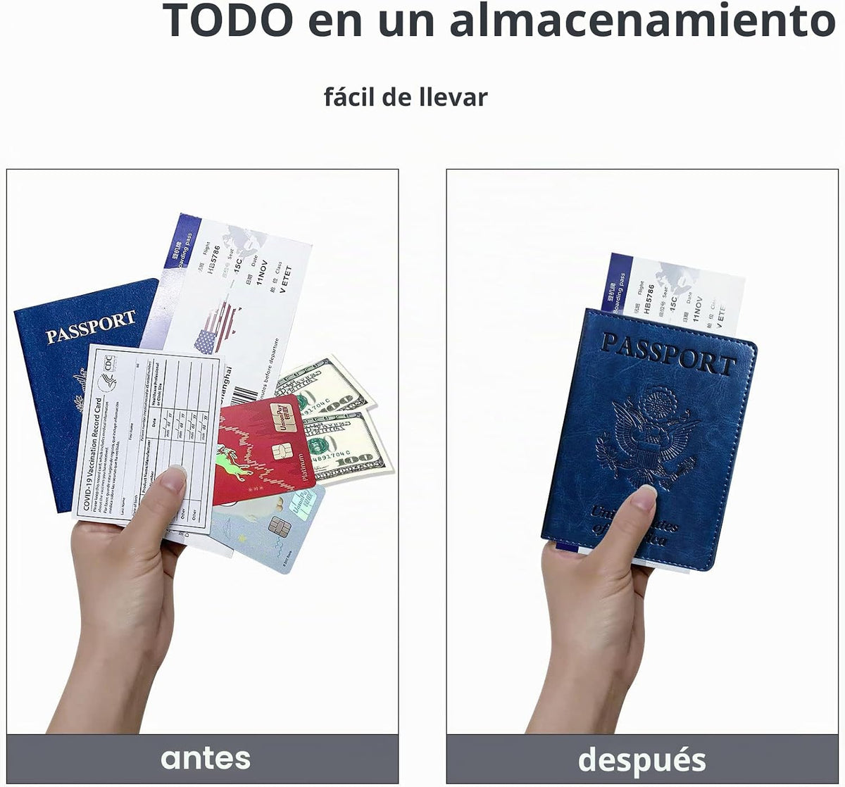 Funda para pasaporte con bloqueo RFID de piel, cartera con ranura p...