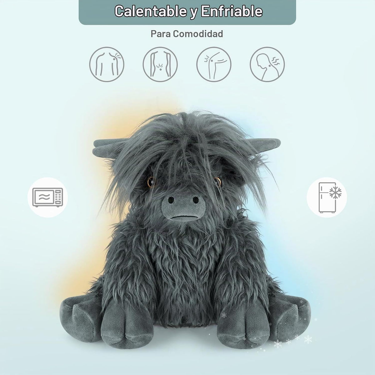 SuzziPals Peluche de Vaca Highland Calentable y Enfriable, Almohadi...