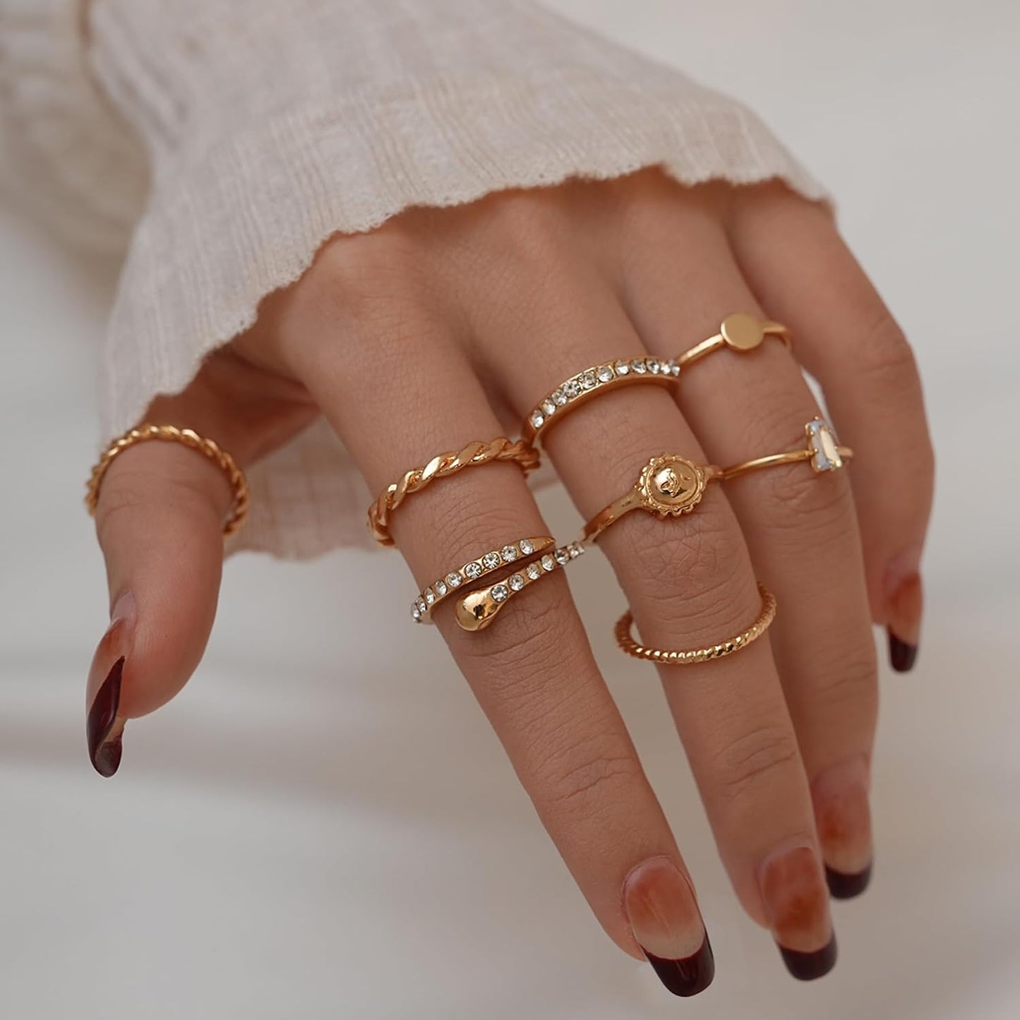 YEEZII Juego de 68 anillos para nudillos, dorados, para mujeres, ap...