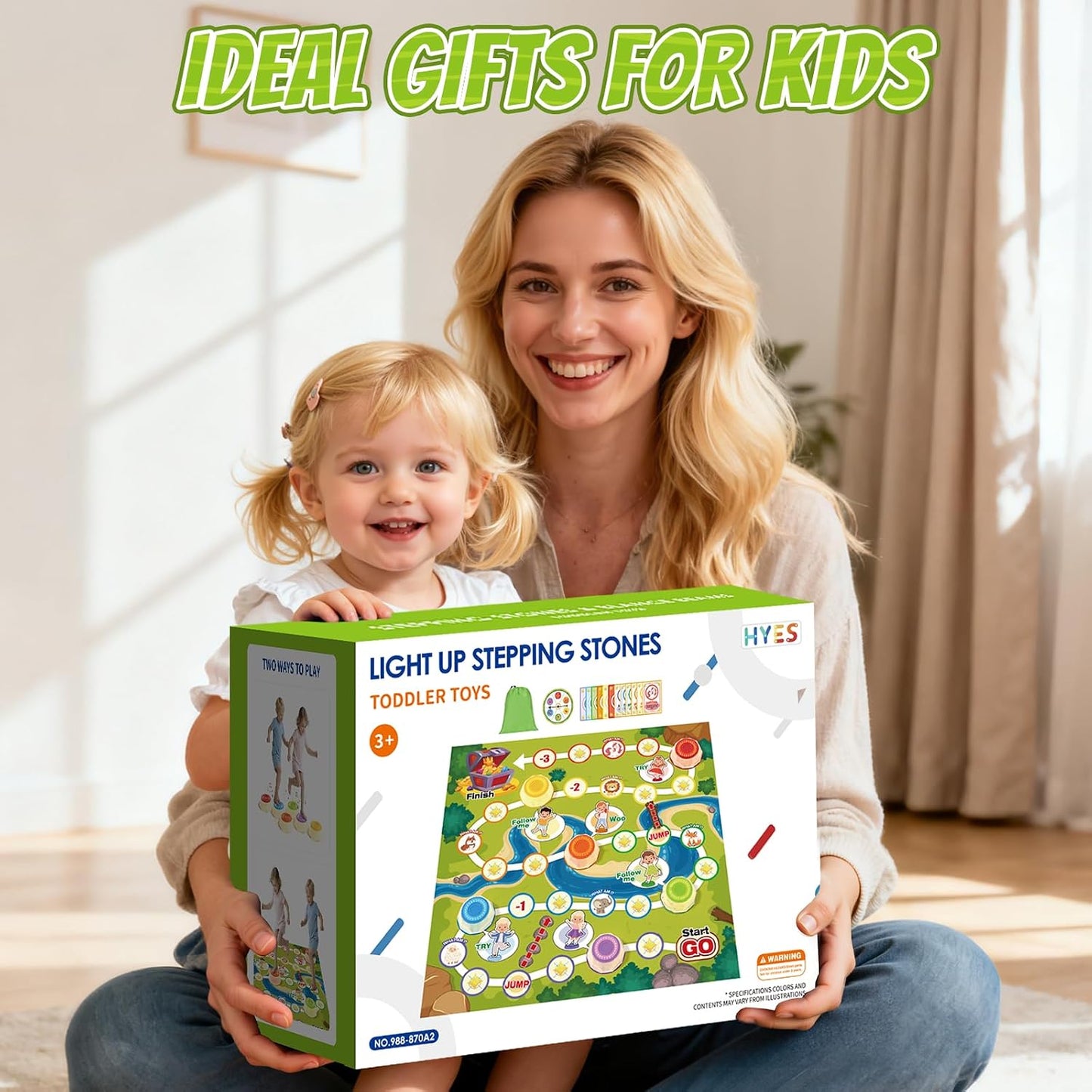 HYES - Piedras iluminadas con mapa de juego para niños de 3, 4, 5 |...