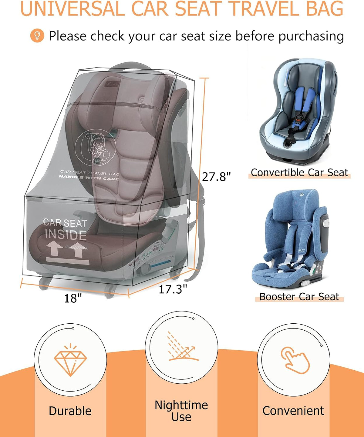 MCBD Bolsa de viaje para asiento de automóvil para avión, mochila p...