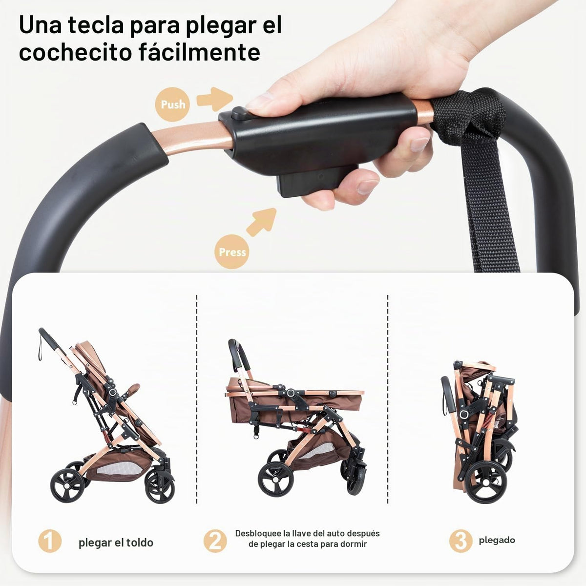 Cochecito de bebé reversible para recién nacido 2 en 1, cochecito d...