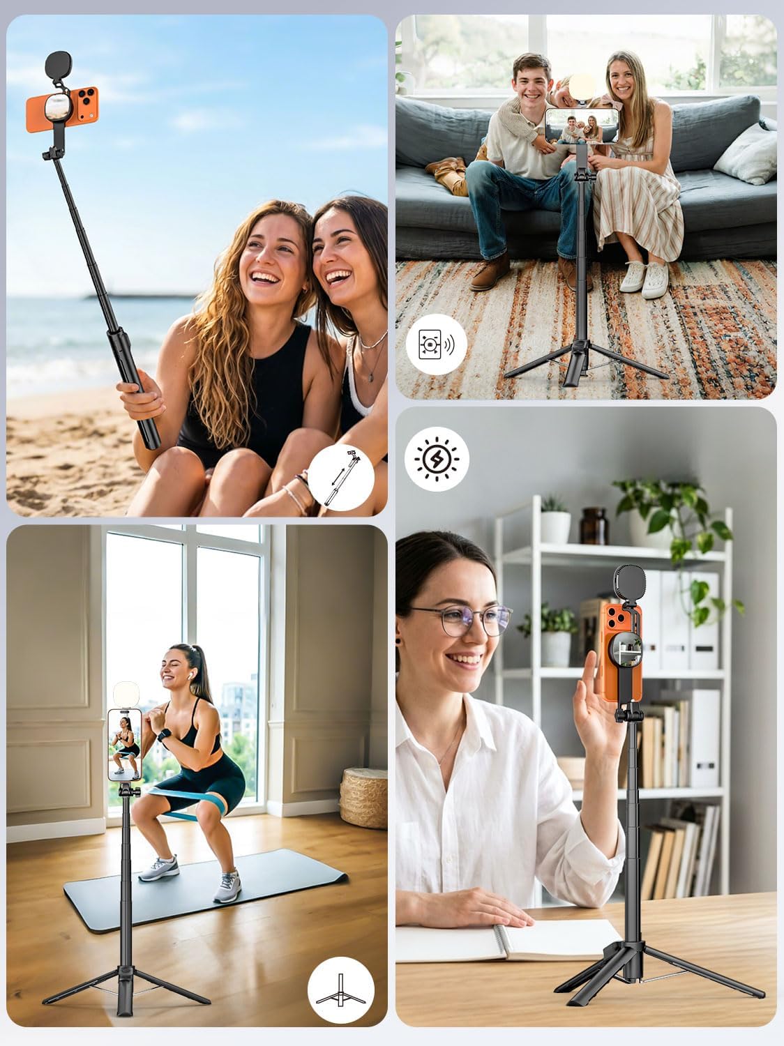 USKEYVISION Trípode magnético para iPhone y Android con luz, palo s...