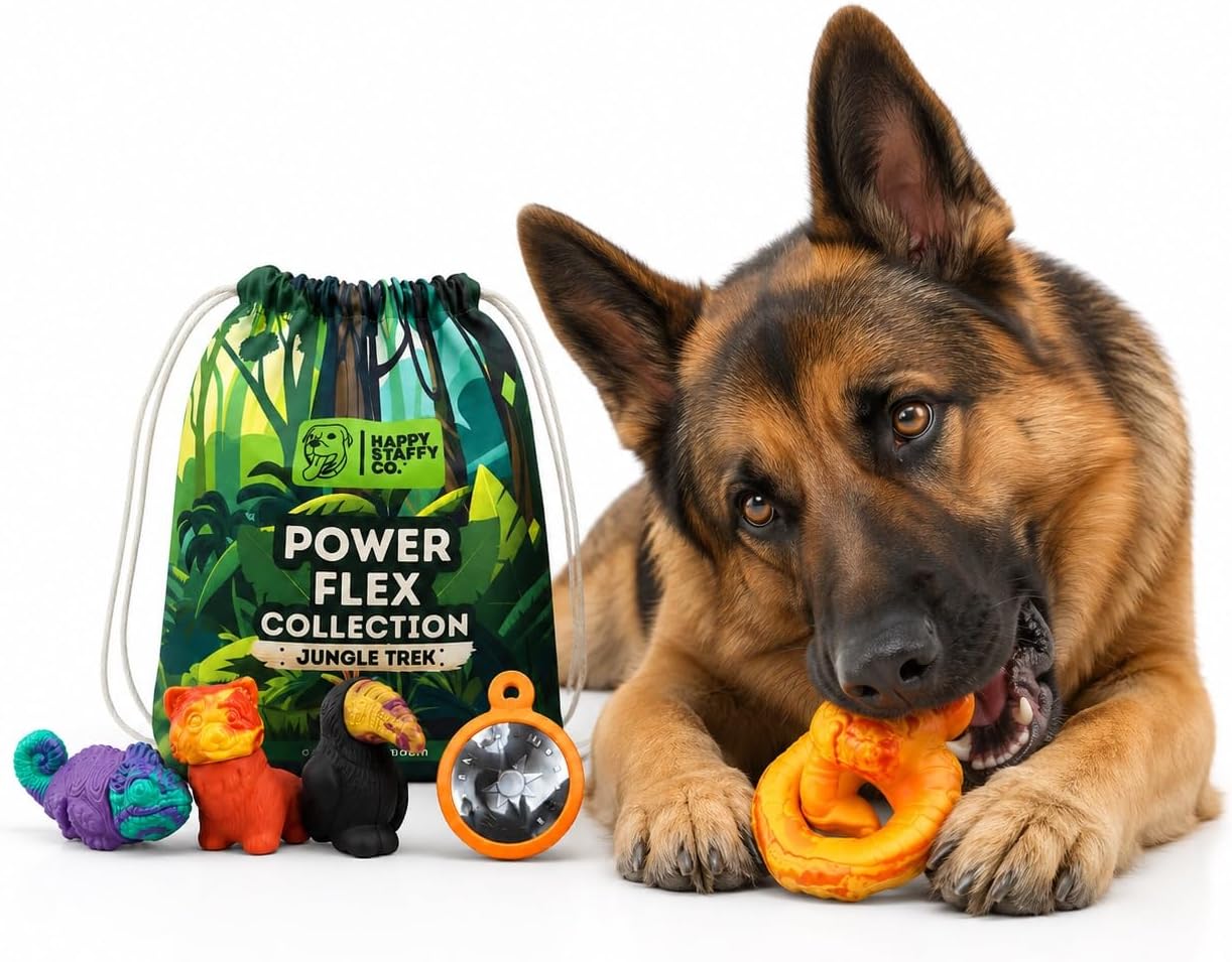 Happy PowerFlex Jungle Trek - Juguetes masticables para perros, jue...