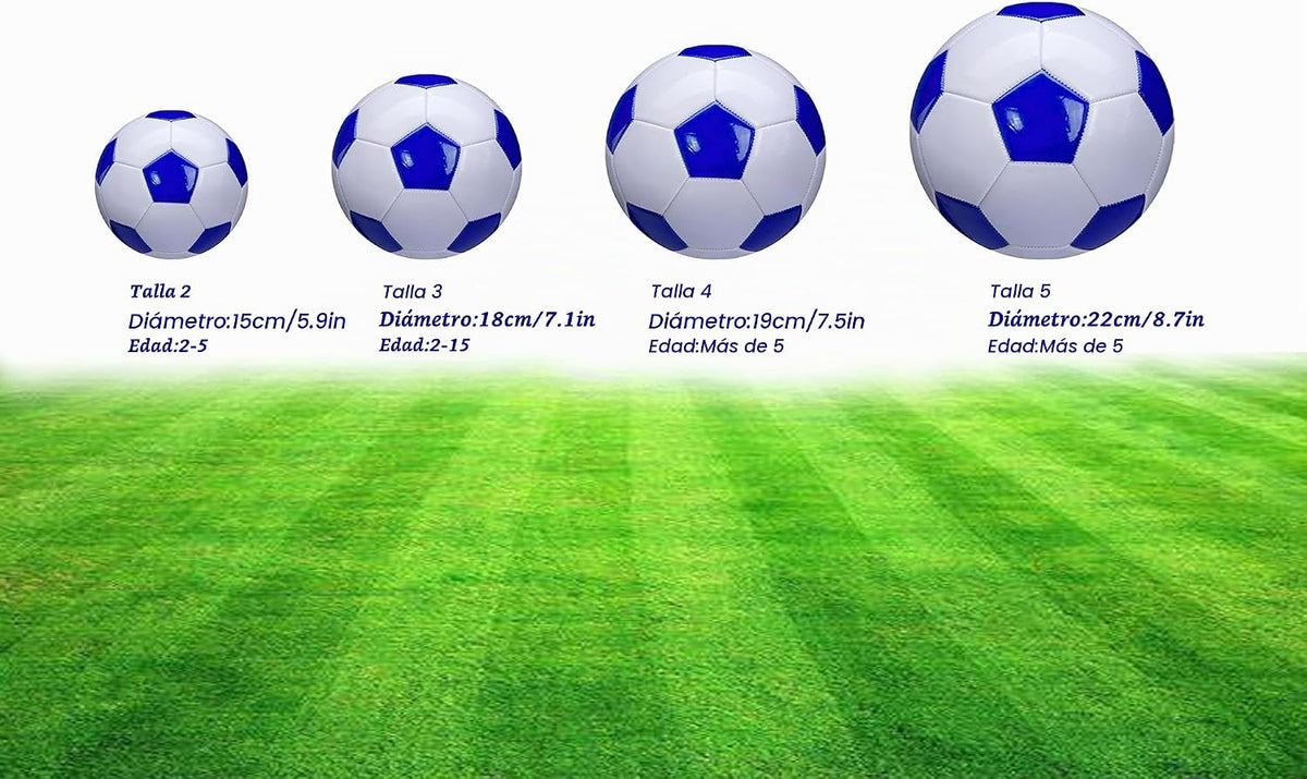SPDTECH Balón de fútbol tamaño 2, 3, 4, 5, blanco y azul, actividad...