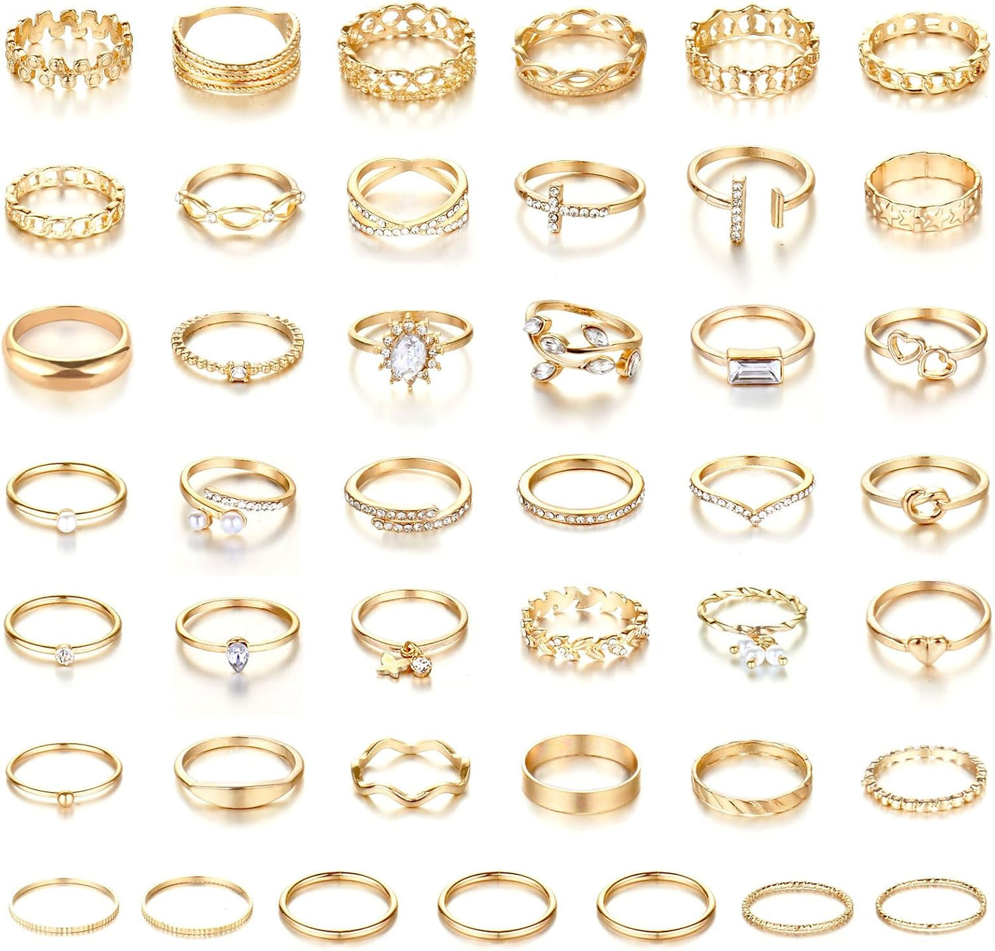 CHICUTIE Juego de anillos dorados para nudillos para mujeres, apila...