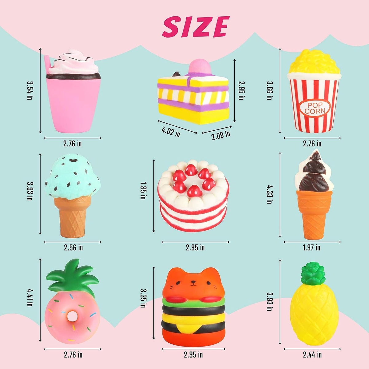 Slow Rising Jumbo Squishies - Paquete de 9 juguetes suaves Kawaii S...