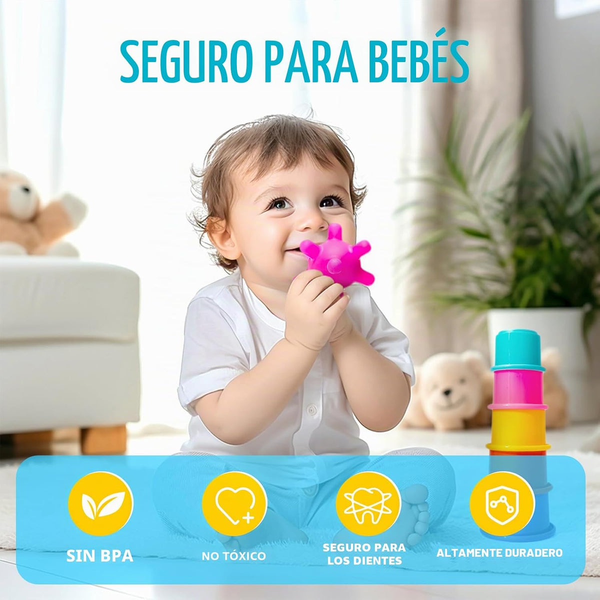 Juguetes Montessori para bebés de 0-3-6-12 meses, juguetes 6 en 1 p...