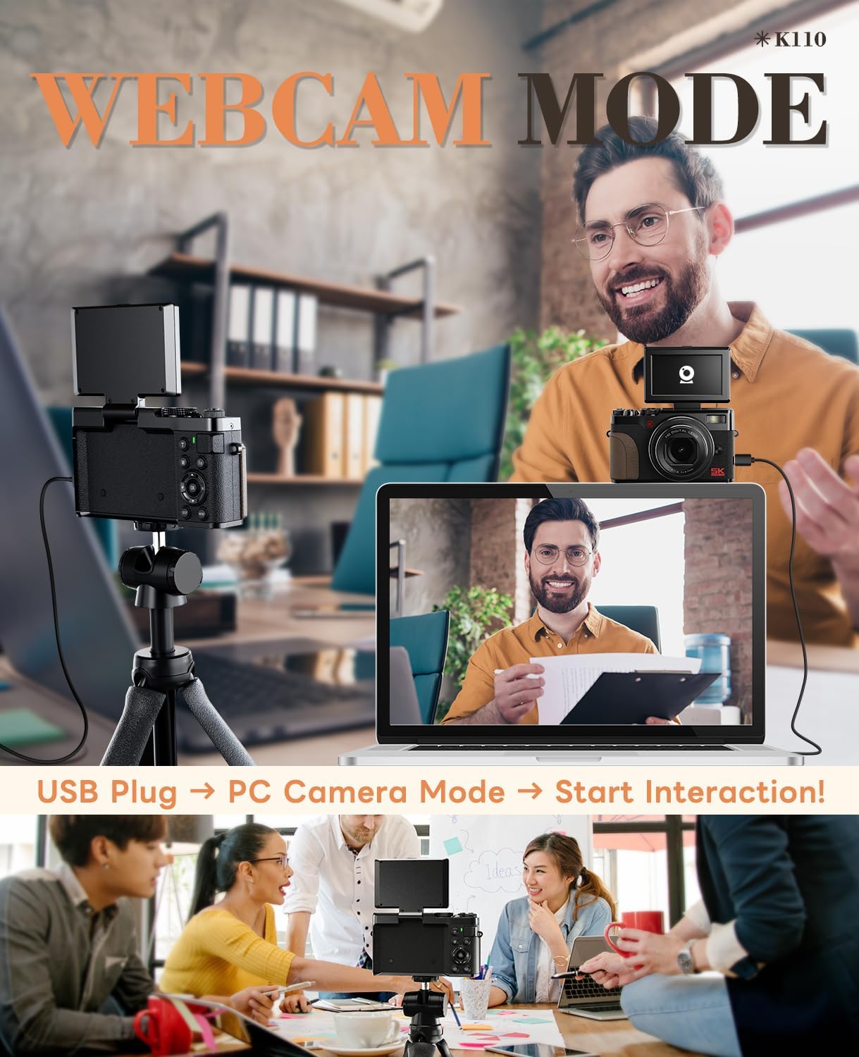 Cámara digital True 5K 64MP para fotografía (negra) | Zoom 18X de e...