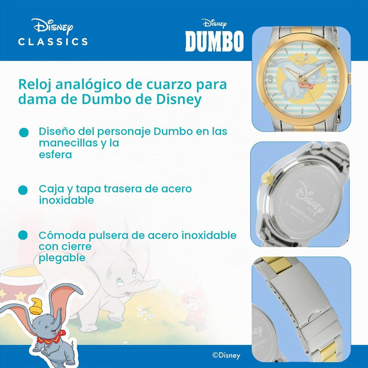 Disney Reloj de cuarzo analógico deportivo casual para adultos