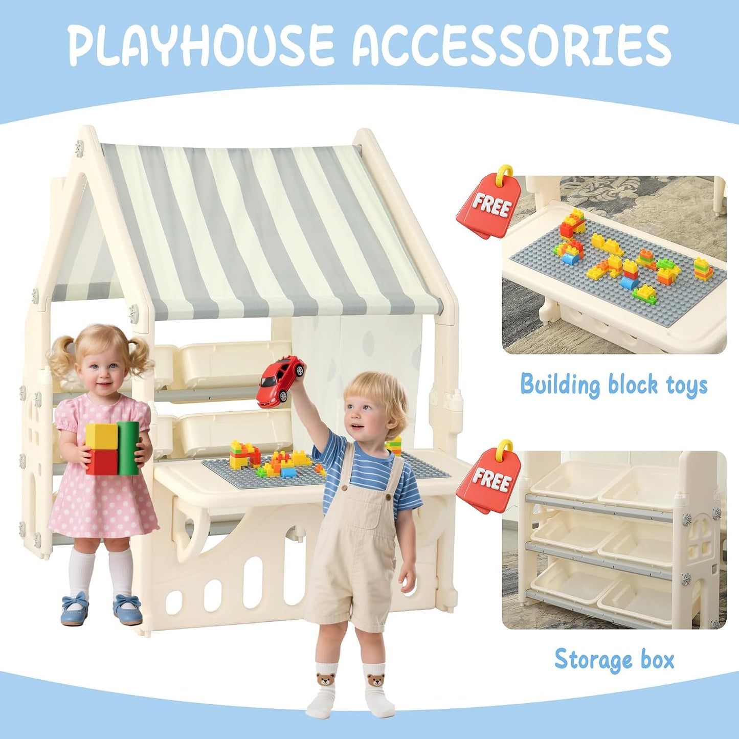 HAPPYMATY Casa de juegos para niños con cajas de almacenamiento y p...