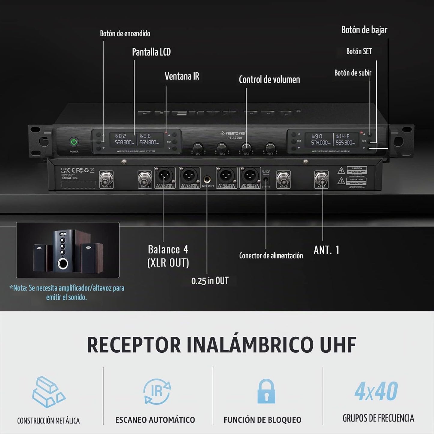 Sistema de micrófono inalámbrico Phenyx Pro, micrófono inalámbrico...