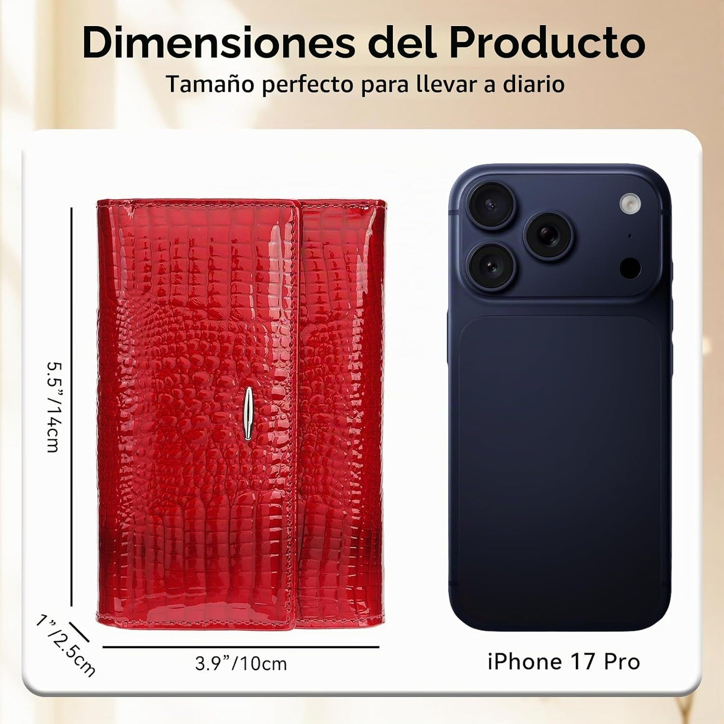 DAMAIKE Cartera de piel auténtica encerada con aceite para mujer, c...