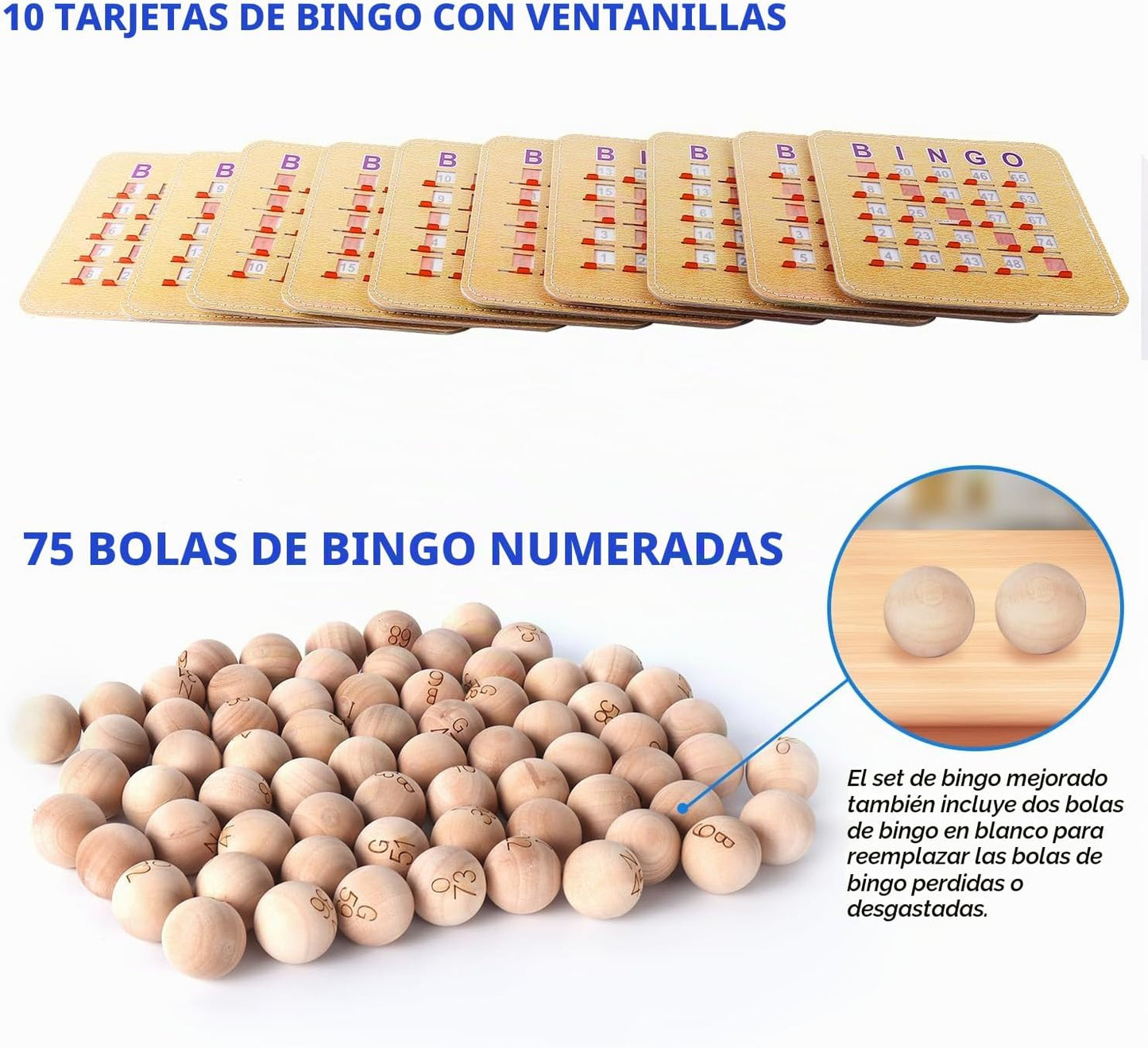 GSE Deluxe Juego de Bingo Juego de Bingo, jaula grande de latón, 10...