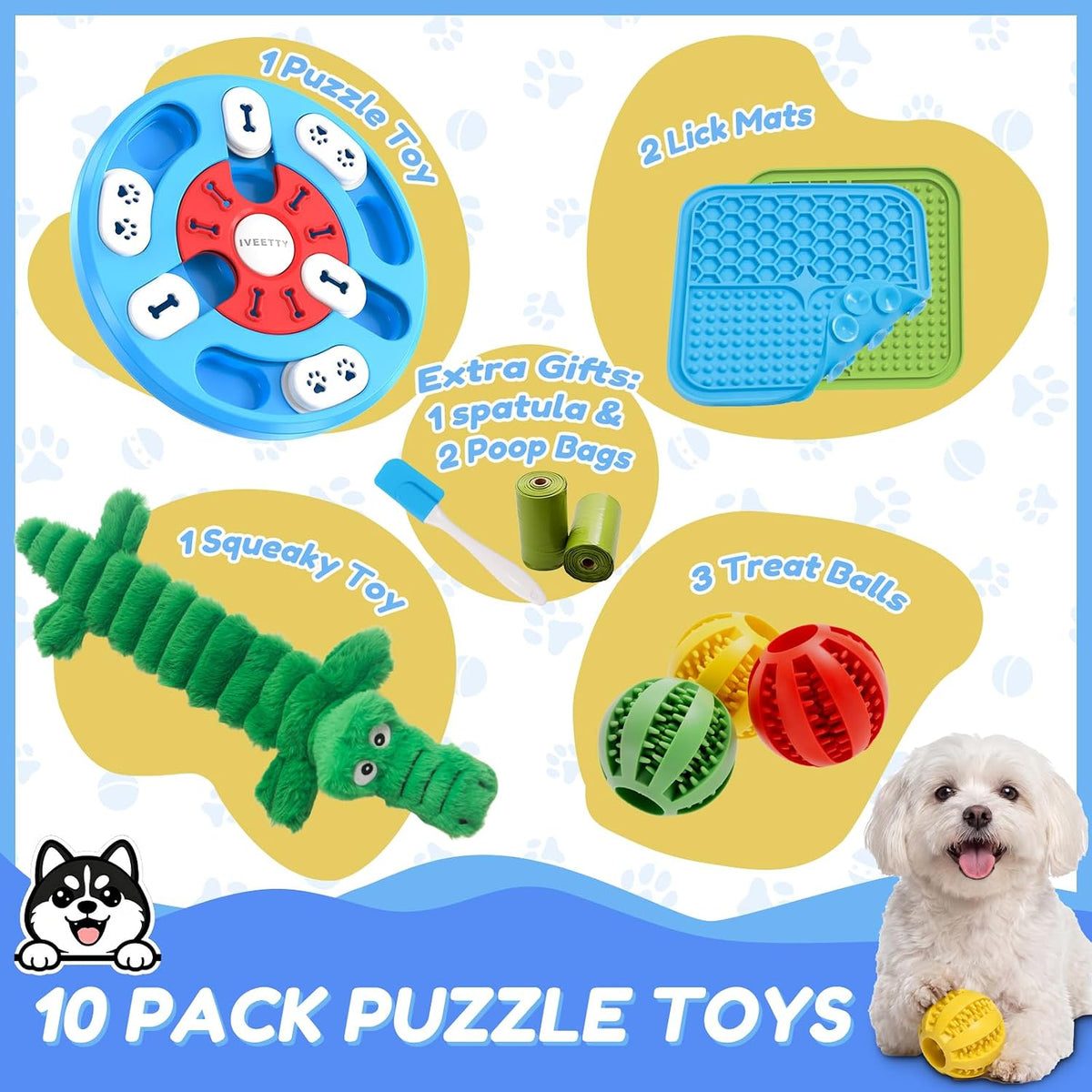 IVEETTY Rompecabezas para perros de 10 piezas para aburrimiento, ju...