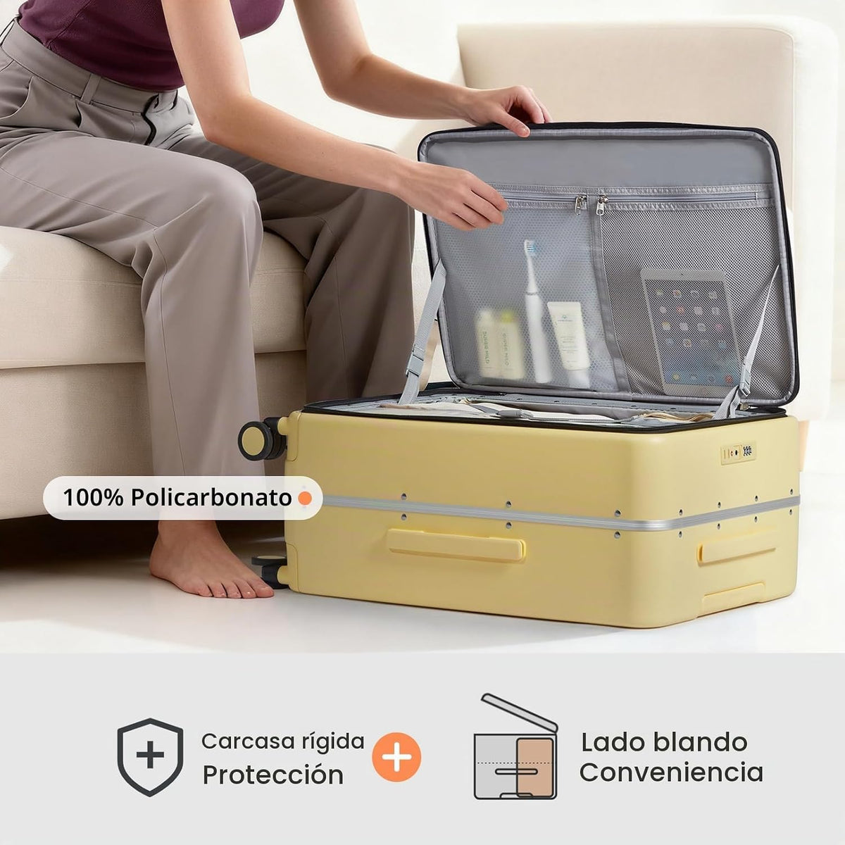 mixi Maleta de equipaje con ruedas giratorias, equipaje de viaje co...