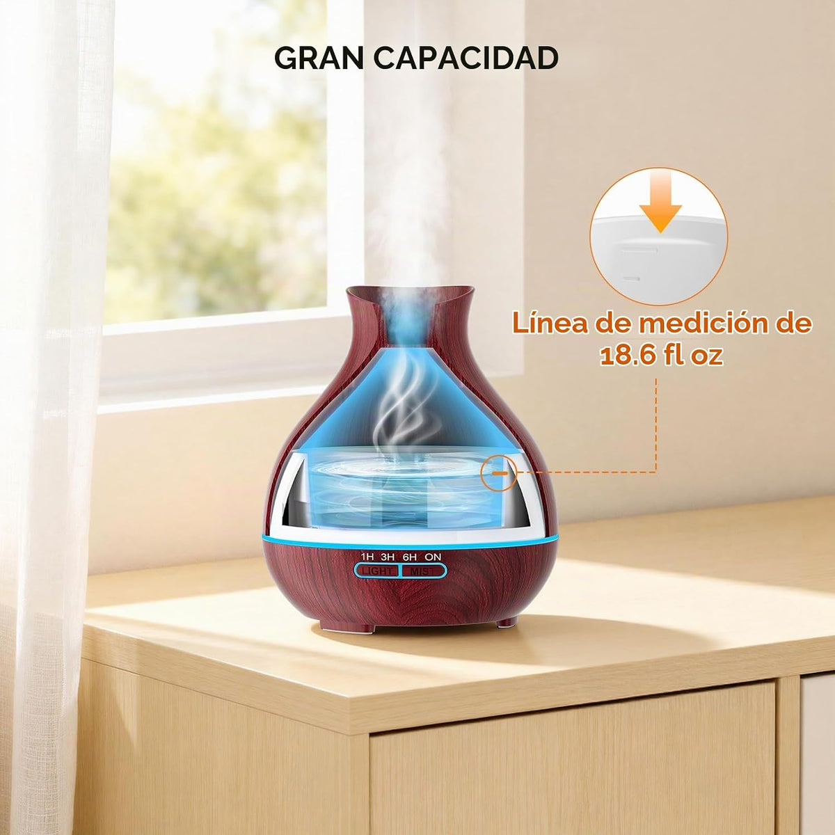 BZseed Difusor de aceites esenciales para aromaterapia 550ml 12 hor...