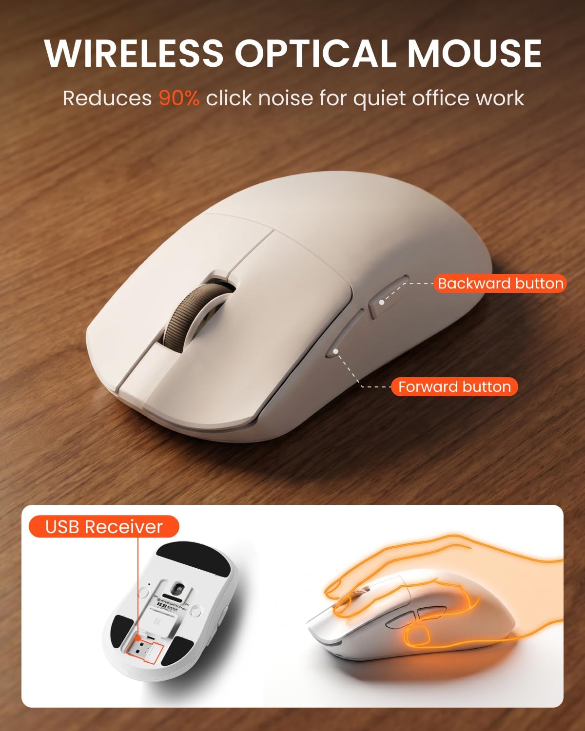 Combo de teclado y mouse inalámbricos, retroiluminación blanca, rec...