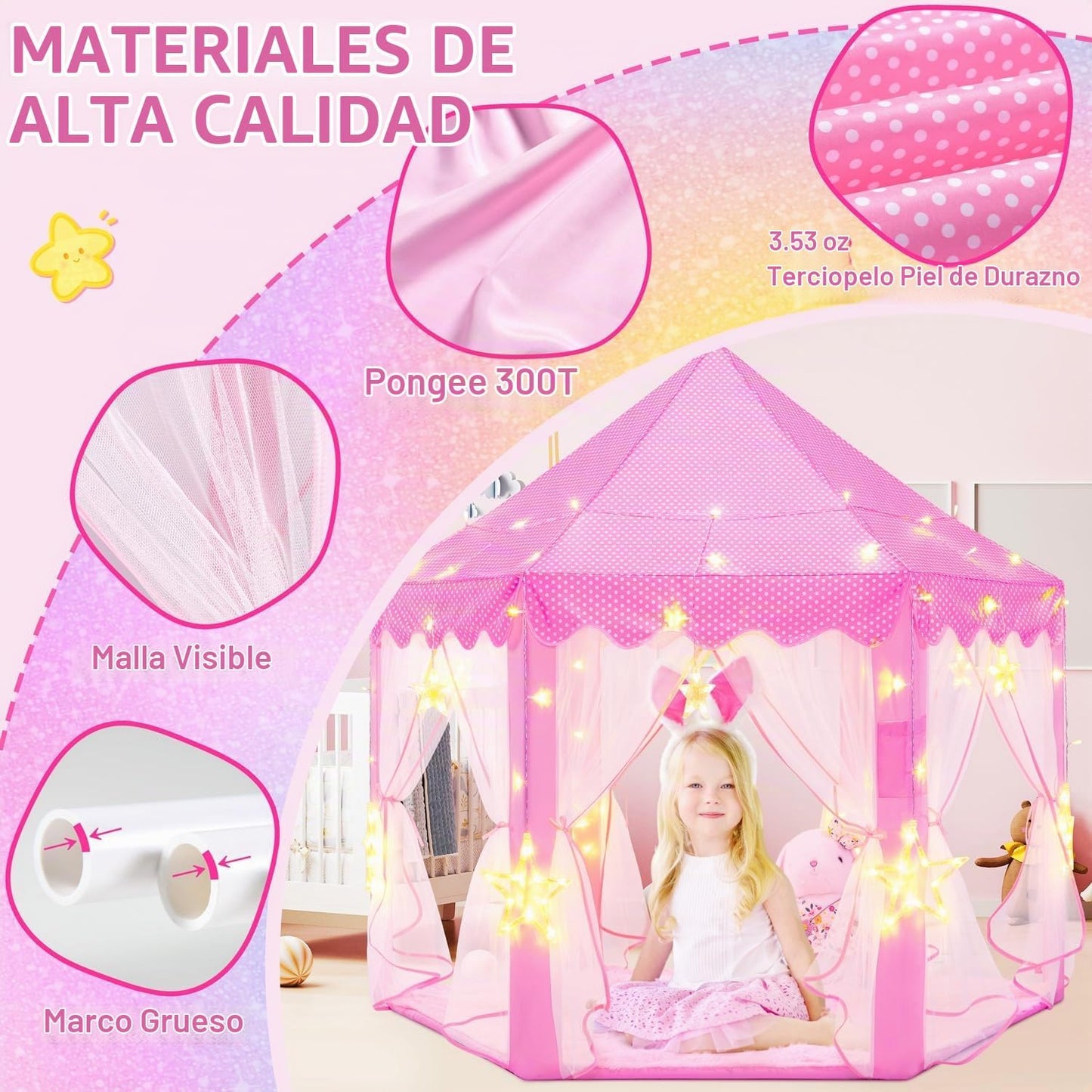 EVOIONOS Tienda de campaña de princesa para niñas, tienda de campañ...