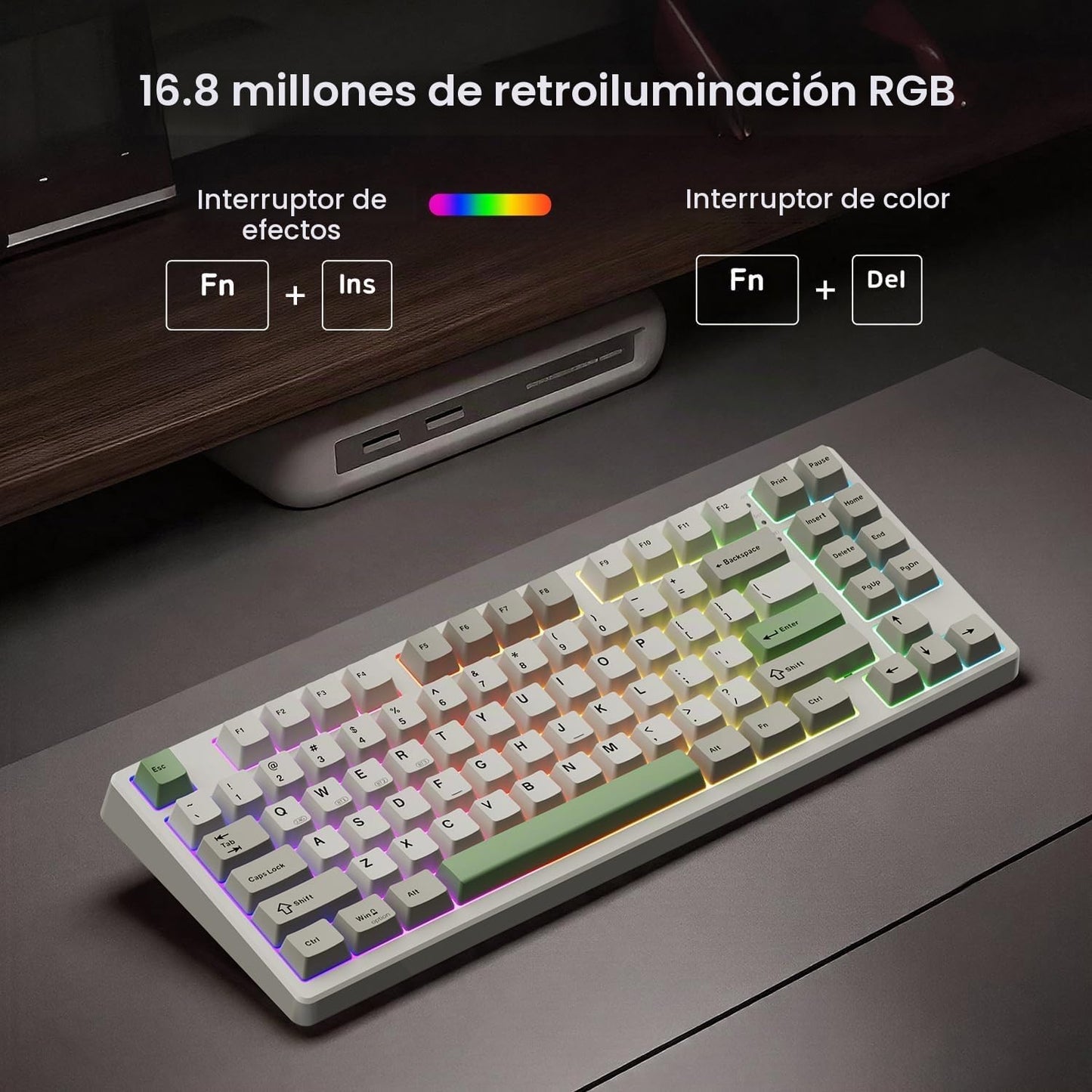 Kisnt Teclado mecánico inalámbrico KN85, diseño del 75%, Bluetooth\...