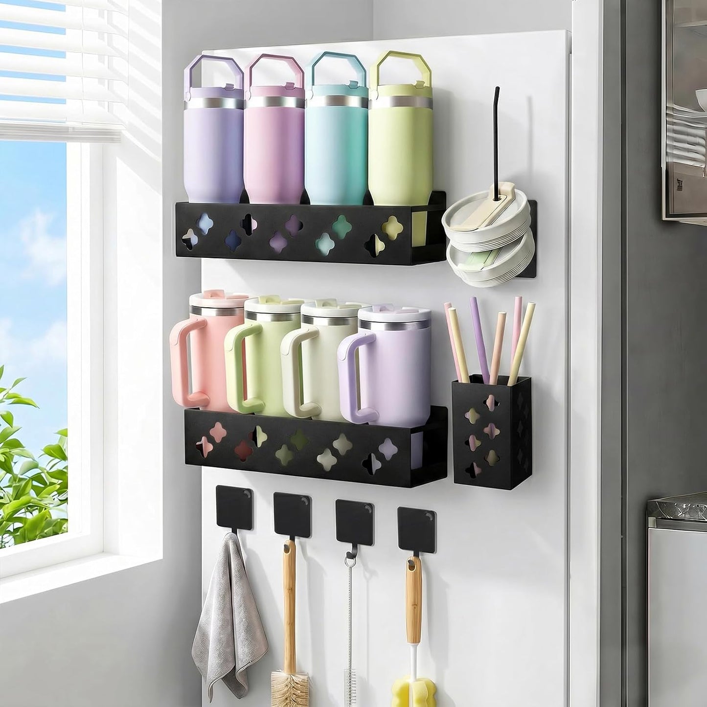 Organizador magnético de botellas de agua para refrigerador, soport...