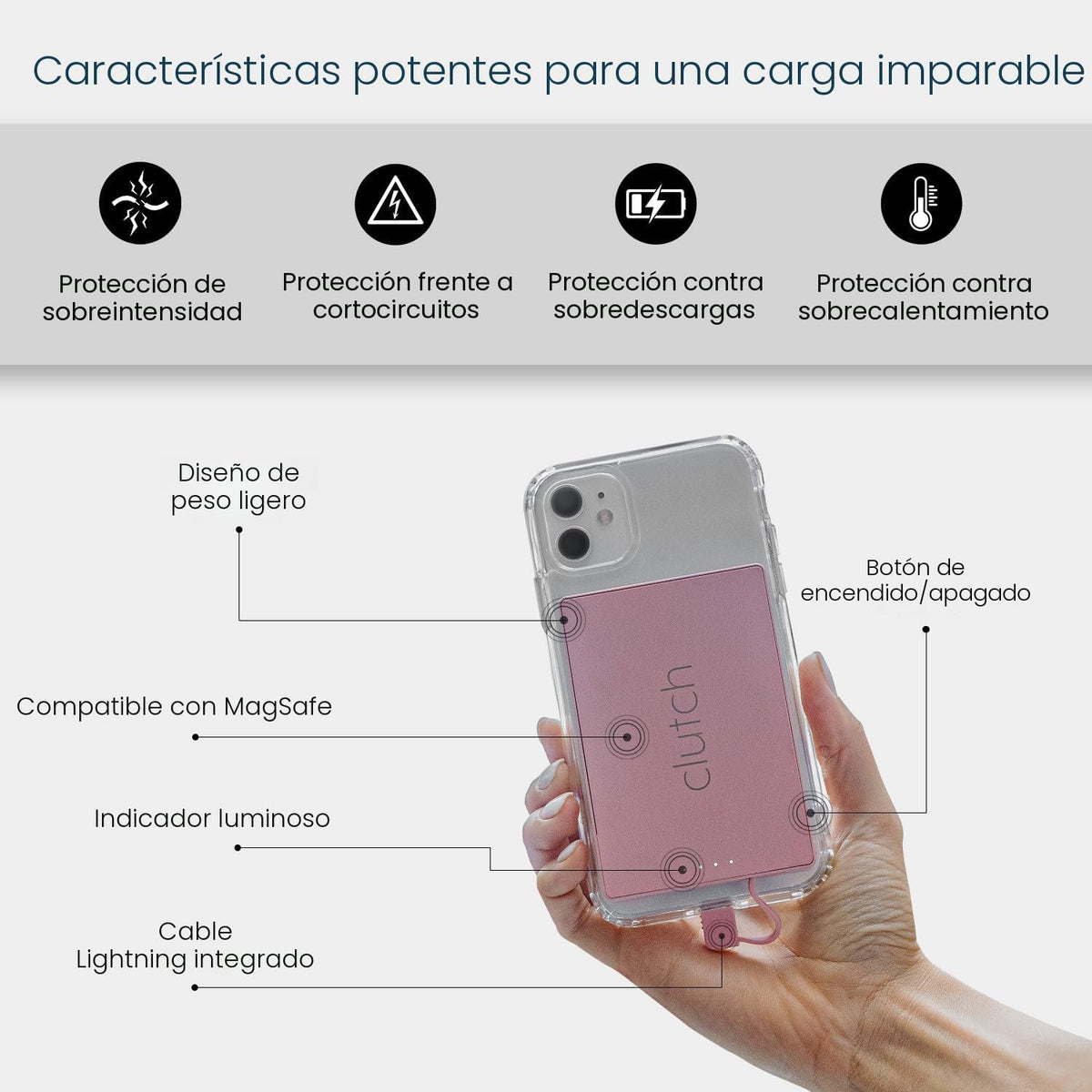Clutch Cargador Portátil Pro para iPhone para Viajes 5000 mAH Aprob...