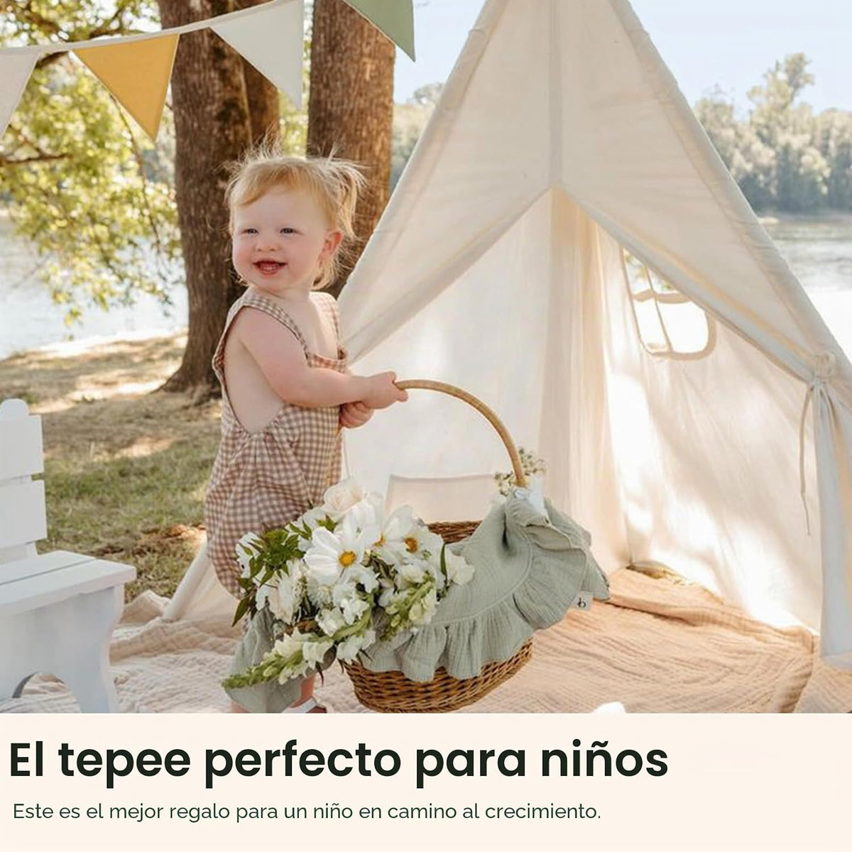 Tiny Land Tienda de campaña tipi para niños con luces de estrella,...