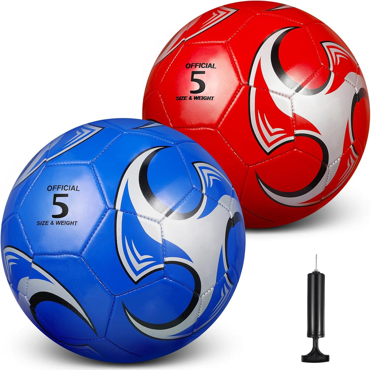 HyDren 2 pelotas de fútbol con inflador, tamaño oficial 4\/5, pelot...