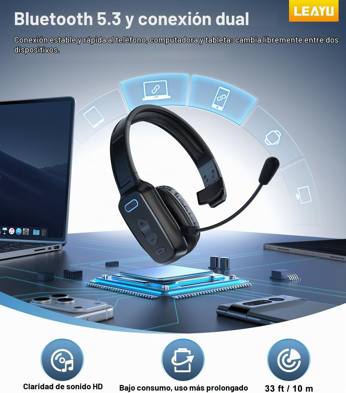 Auriculares Bluetooth Trucker, micrófono con cancelación de ruido A...