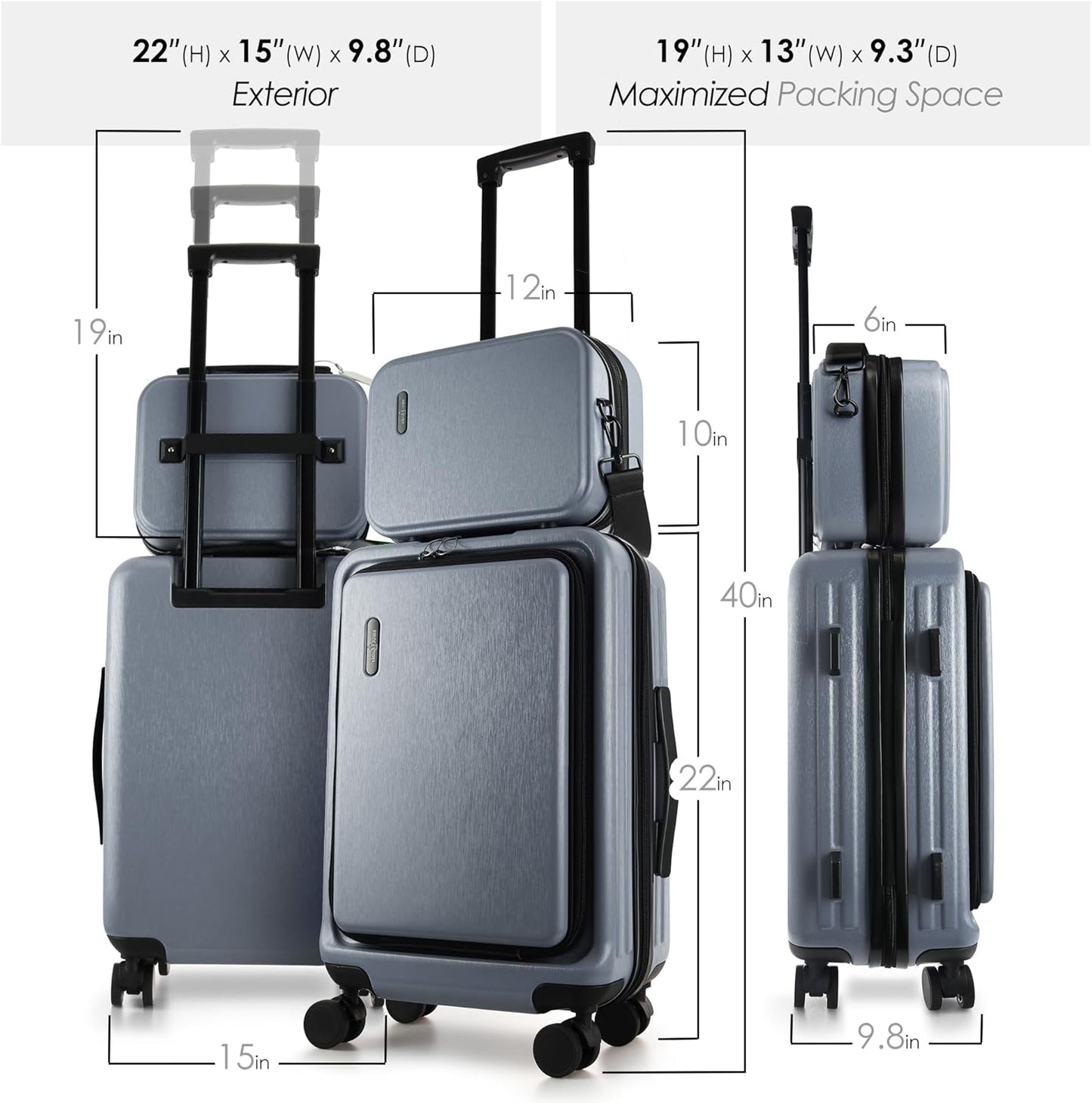 TRAVELARIM No se puede expandir, Gris, Maleta de mano de 20 pulg. |...