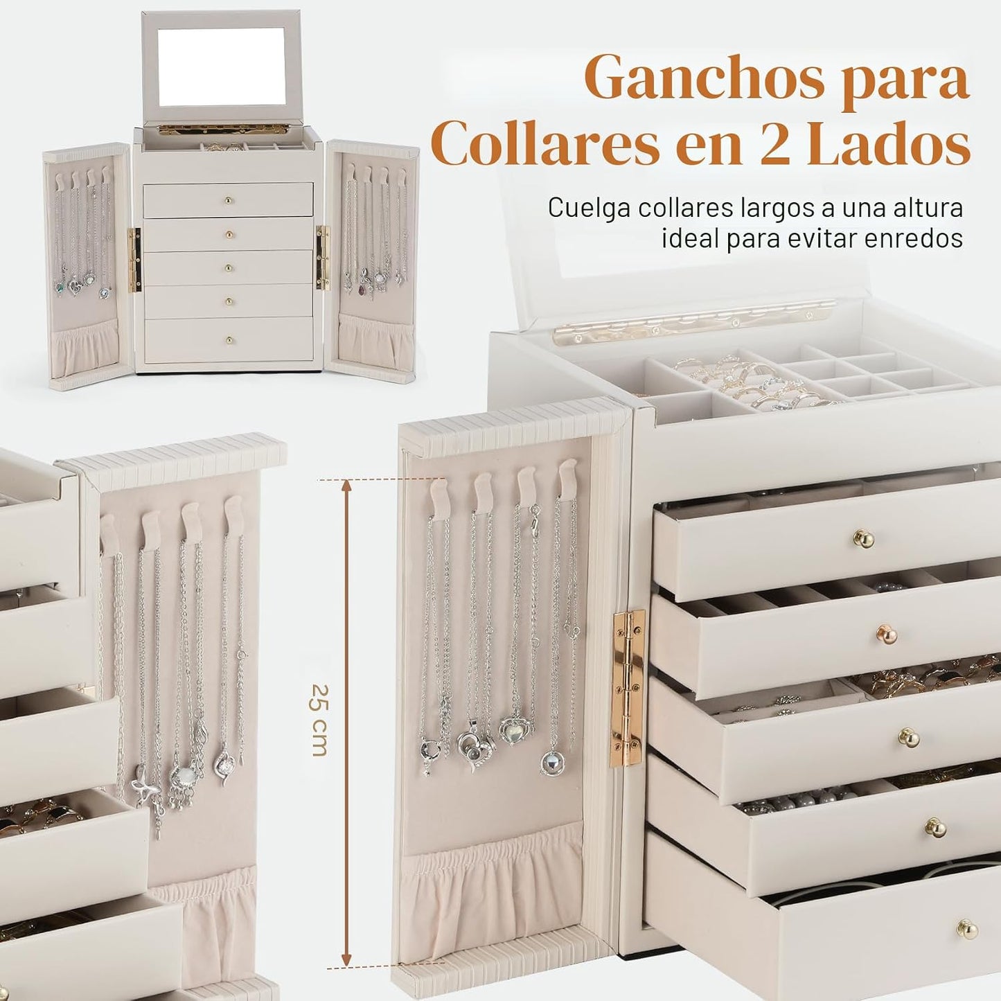 Dajasan Caja Organizadora Grande de Joyería, Cajas de Joyería para...