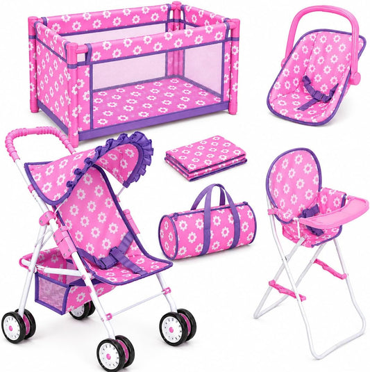 Juego de muñecas para bebés con diseño de flores, incluye cuna para...