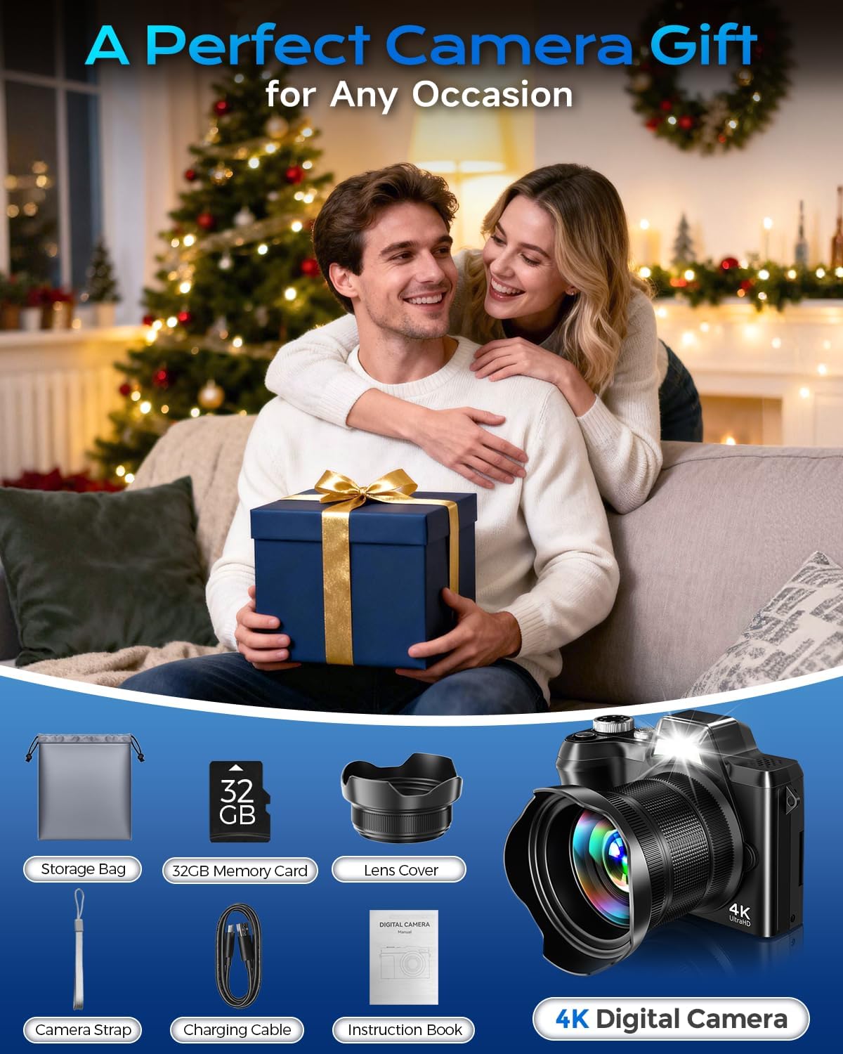 Cámara digital 4K para viajes fotográficos, cámara de vlogging de e...