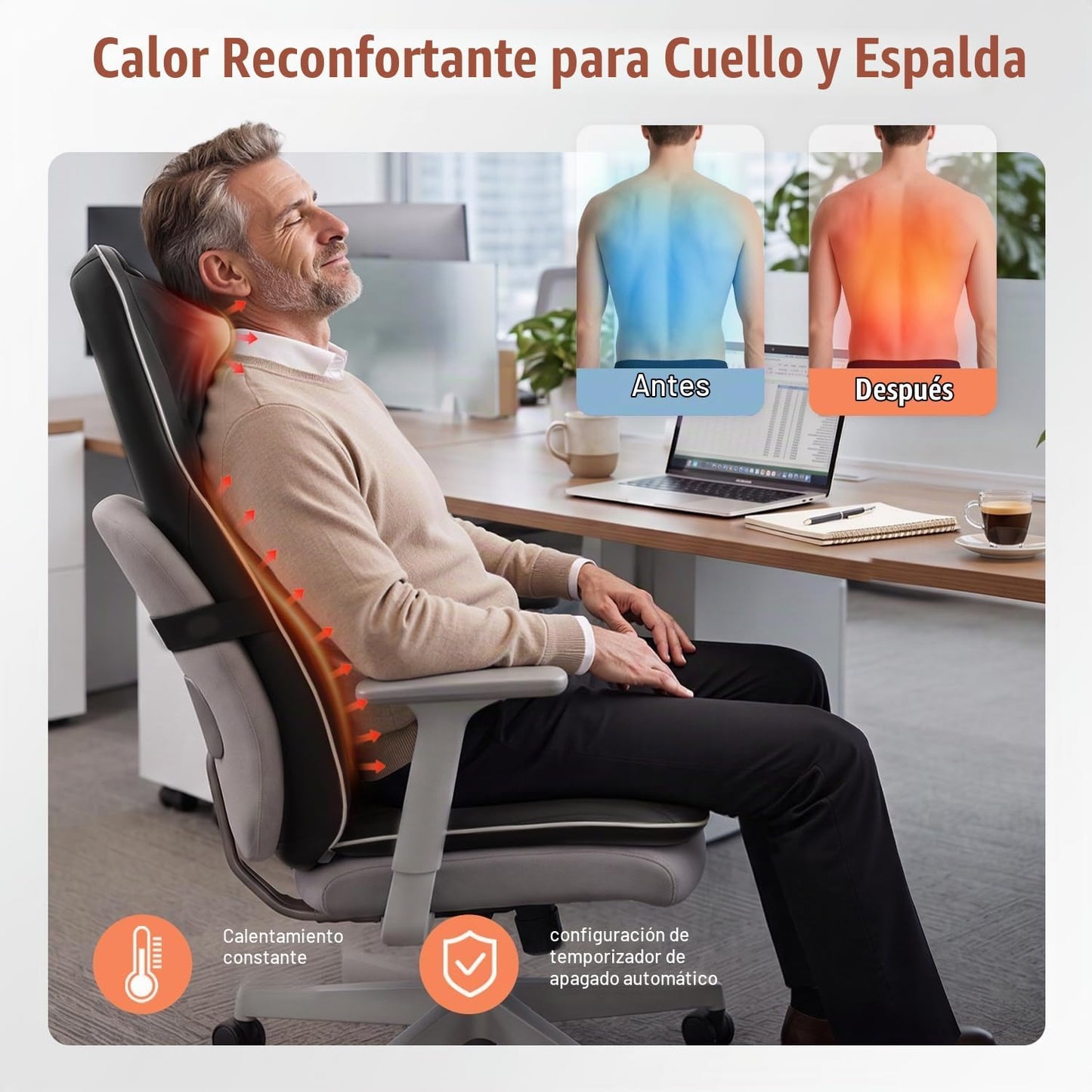 Mynt Shiatsu Masajeador de cuello y espalda con calor, masajeador d...