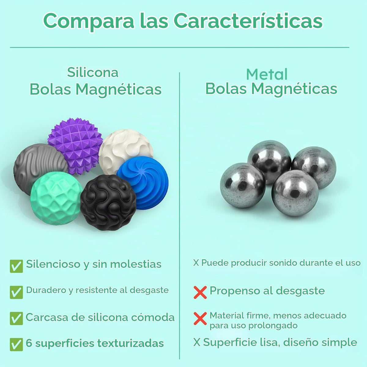 Bolas magnéticas de silicona, juguetes antiestrés para adultos y ad...